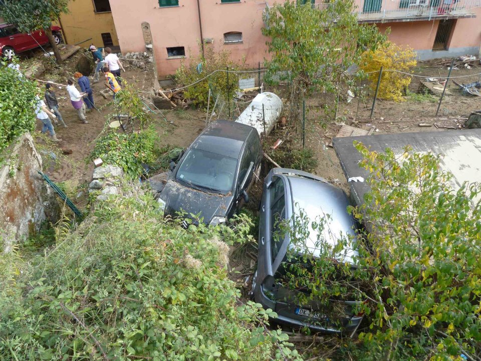 Auto trascinate in un campo