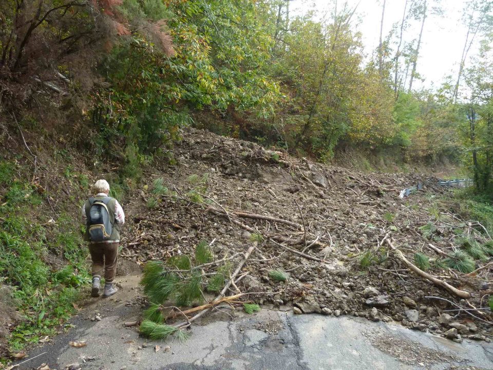 Strada bloccata da una frana